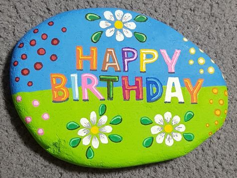 Happy Birthday Rock Painting Ideas, Candy Painted Rocks, Happy Birthday Rock Painting, Birthday Rocks, Happy Birthday Painted Rocks, Birthday Painted Rocks, Birthday Rock Painting Ideas, Happy Birthday Painting, Birthday Stone