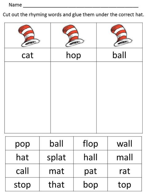 Dr. Seuss word family word sort. Dr Seuss Rhyming Activities Preschool, Dr Seuss Worksheets Kindergarten, Dr Seuss Activities For Kids, Dr Suess Worksheets Free Printable, Dr Seuss Abc Book Activities, Dr Seuss Activities For Preschool, Rhyming Activities Kindergarten, Dr Seuss Kindergarten, Dr Seuss Images