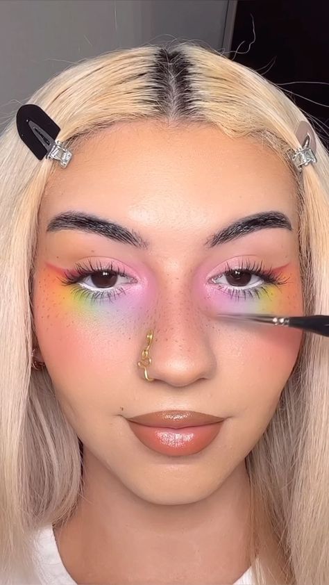 tias.mua on Instagram: recreating this gorgeous rainbow under eye trend by @naezrahlooks 💫. actually in love with this trend, posting this before i post a whole… Rainbow Nose Ring, Under Eye Rainbow Makeup, Rainbow Undereye Makeup, Rainbow Undereye, Eye Trends, Under Eye Makeup, Rainbow Makeup, Youtube Makeup, Makeup Tutorials