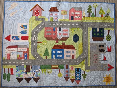 The Frog Princess, Car Quilt, Amazing Quilts, Map Quilt, Map Ideas, Frog Princess, Childrens Quilts, Town Map, House Quilts