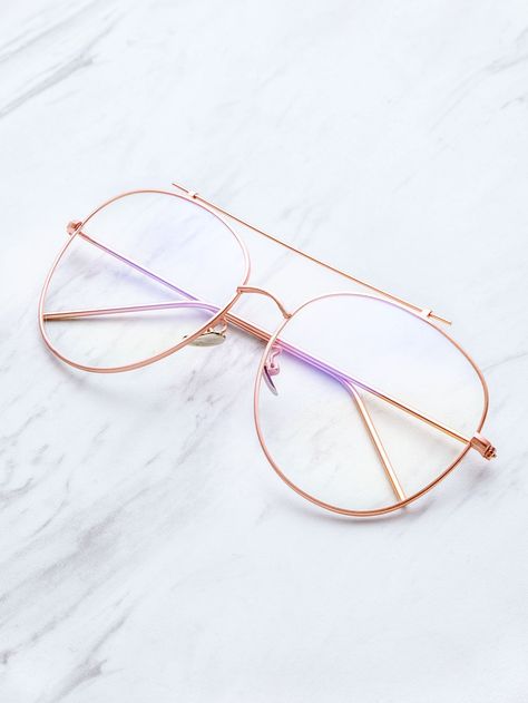 Double Bridge Glasses, Jewellery Men, Rose Glasses, Rose Gold Glasses, Glasses Frames Trendy, Retro Eyeglasses, Glasses Trends, Glasses Clear, Gold Glasses