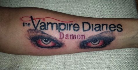 The Vampire Diaries Damon Tattoo Vampire Diaries, Vampire Diaries Nails, Vampire Diaries Tattoo, Summer Acrylic, Vampire Diaries Damon, Tattoo Fails, Swag Girl Style, Spine Tattoos, Best Tattoo Designs