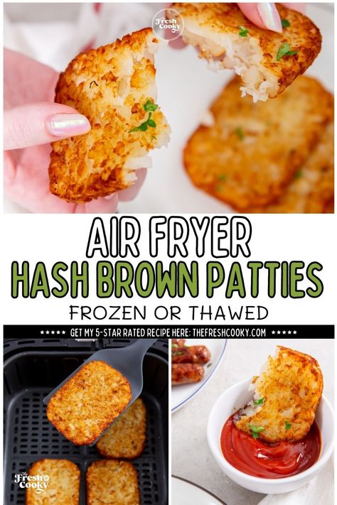 Crispy, golden hash brown patties straight from the air fryer! Perfect for breakfast or anytime snacking. Bonus: they can be made from frozen or thawed hashbrown patties. Recipe via @thefreshcooky #airfryerrecipes #breakfastideas Frozen Hash Brown Patties, Hash Brown Patties, Fry Fish, Breezeway Ideas, Frozen Hashbrowns, Cooks Air Fryer, Air Fried Food, Chef John, Air Fryer Oven Recipes