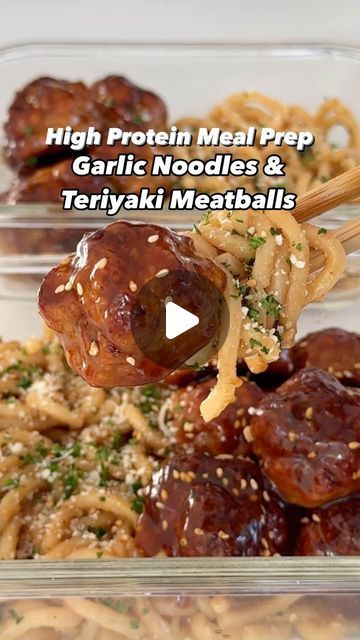 Idris Doosi on Instagram: "High Protein Meal Prep: Garlic Noodles & Teriyaki Meatballs 🤤

Macros (per bowl/serving) ⬇️
570 calories
45g protein
64g carb
15g fat

Servings: 3
Prep time: 15 minutes
Cook time: 30 minutes

Chicken meatballs ⬇️
1 lb ground chicken
1 egg
1/4 cup panko breadcrumbs
1 teaspoon garlic paste
2 teaspoons ginger paste
1 tablespoon soy sauce
1 teaspoon salt
1/2 tsp garlic powder
1/2 tsp paprika
1/2 tsp Italian seasoning

Garlic butter noodles ⬇️
2 tbsp light butter
5 cloves garlic 
2 tbsp oyster sauce
2 tbsp soy sauce
1/4 cup water
1/2 tbsp brown sugar
400g stir fried noodles 
1/4 cup Parmesan 
1 tbsp parsley

Teriyaki glaze ⬇️
1 tsp olive oil
1/4 cup soy sauce (low sodium)
1 tbsp rice vinegar
1 tsp sesame oil
2 tbsp brown sugar
2 tsp garlic paste
2 tsp ginger paste
1/ Teriyaki Meatballs Recipe, Garlic Butter Noodles, Teriyaki Meatballs, Meatball Dishes, Teriyaki Glaze, High Protein Meal Prep, Garlic Noodles, Stir Fry Noodles, Pasta Noodle Recipe