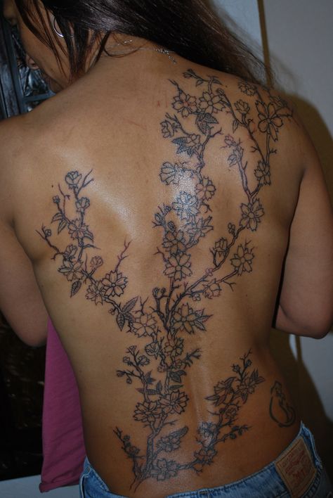 This is my Japanese Cherry Blossom Tattoo!! I am in the process of getting it colored :-) Black Cherry Blossom Tattoo, Apple Blossom Tattoos, Japanese Cherry Blossom Tattoo, Back Tats, Forearm Tattoo Women, Shoulder Tattoos, Tattoo Women, Blossom Tattoo, Cherry Blossom Tattoo