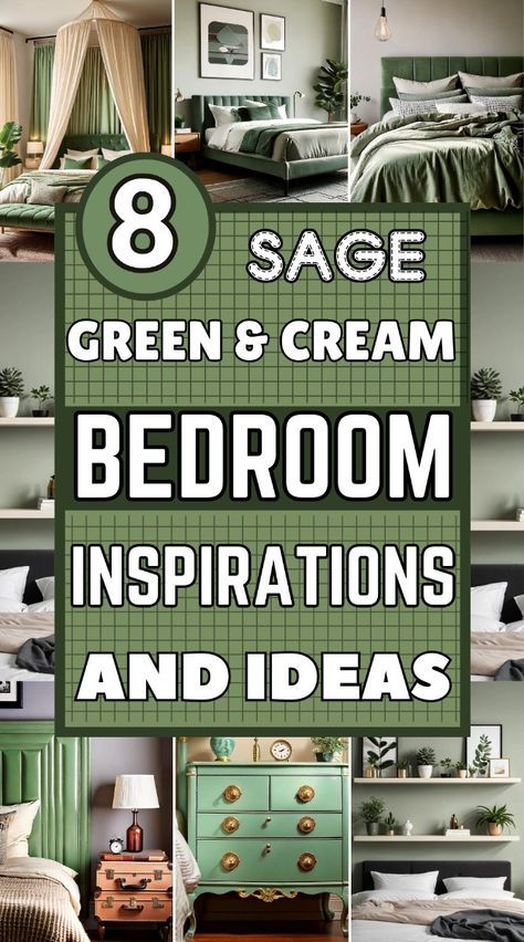 Light Green Bedroom Ideas, Green Cream Bedroom, Sage Green And Cream Bedroom, Green And Cream Bedroom, Bedroom Inspirations Green, Bedroom Renovation Ideas, Sage Green Furniture, Green And White Bedroom, Green Bedroom Furniture