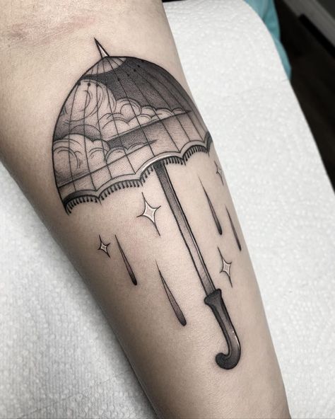 •Danielle Skye• on Instagram: “. Flash Brella✨ . Before lockdown For Kimberly 🌸 Dm for waitlist Info . . . . #sandiego #sandiegotattooartist #tattoo #tattooartist…” Rain Cloud Tattoos, Live Free Tattoo, Stippling Tattoo, Rain Tattoo, Cloud Umbrella, Canada Tattoo, Umbrella Tattoo, Storm Tattoo, Lightning Tattoo