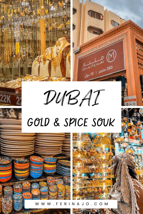 Spend an afternoon in the Dubai Spice & Gold Souk Gold And Spice Souk Dubai, Gold Souk Dubai, Uae Travel, Gold Souk, Bur Dubai, Dubai Travel, Happy Travels, Wooden Boats, Manifestation Quotes