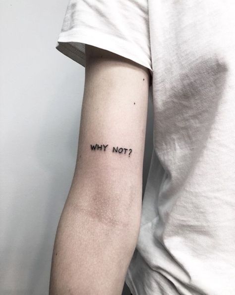 Stick And Poke Tattoo Ideas Simple, Why Not Tattoo, Stick Poke, Simple Forearm Tattoos, Bolt Tattoo, Clever Tattoos, Wrist Tattoos For Guys, Stick N Poke Tattoo, Text Tattoo