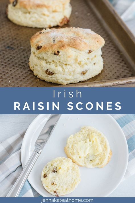 Irish Scones Recipe, Irish Scones, Raisin Scones, Irish Recipes Authentic, English Scones, Irish Desserts, Irish Cooking, Raisin Recipes, Irish Recipes Traditional