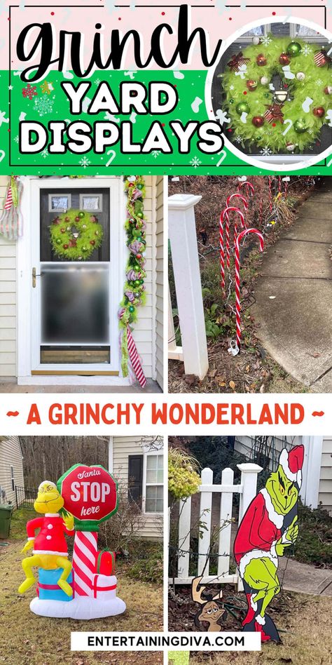 12 Awesome Grinch Outdoor Christmas Decor Ideas | Holidays and Events Easy Grinch Decorations, Grinch Christmas Outdoor, Diy Outdoor Grinch Decorations, Grinch Outside Decorations, Grinch Front Porch Decorations, Grinch Outdoor Christmas Decorations, Diy Grinch Decorations, Grinch Stealing Lights, Grinch Yard Decorations