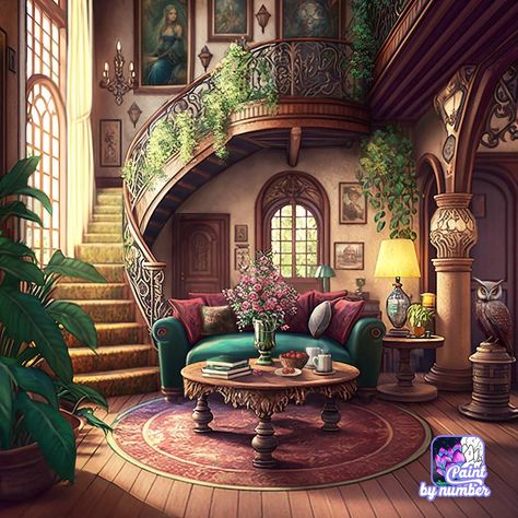 Coloring Aesthetic, Zen Pictures, Victorian Parlor, Anime Places, Casa Country, Casas The Sims 4, Fantasy Homes, Cottage Art, Fantasy House