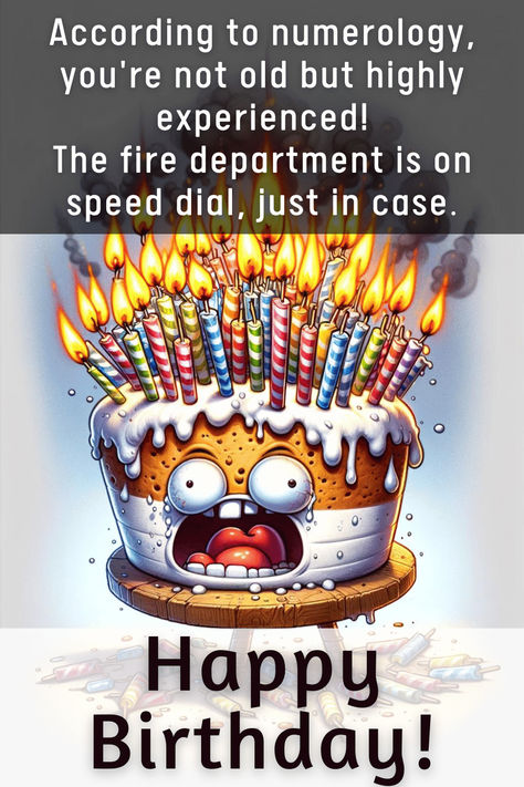 Funny Happy Birthday Images. A Fiery Birthday Surprise! Discover the lighter side of adding another candle to the cake with this hilarious birthday image. A cake so lit, the fire department's on standby! Dive into the fun of getting "highly experienced" with age.  Numerology’s Night Out: What Your Birth Date Says About Your Party Style Funny Happy Birthday Images, Birthday Image, Happy Images, Happy Birthday Candles, 35th Birthday, Good Morning God Quotes, Funny Happy Birthday, Spiritual Meditation, God Quotes