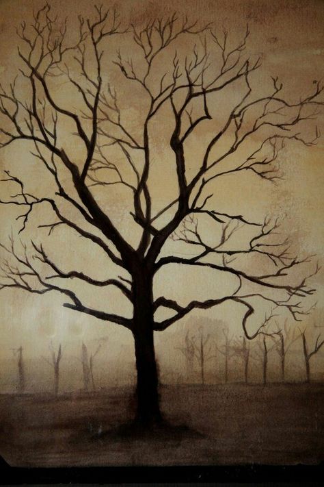 Bare tree painting Spring Tree Art, Paint Trees, Family Tree Painting, Wall Tree, Tree Mural, Silhouette Painting, Tree Artwork, Bare Tree, Abstract Tree