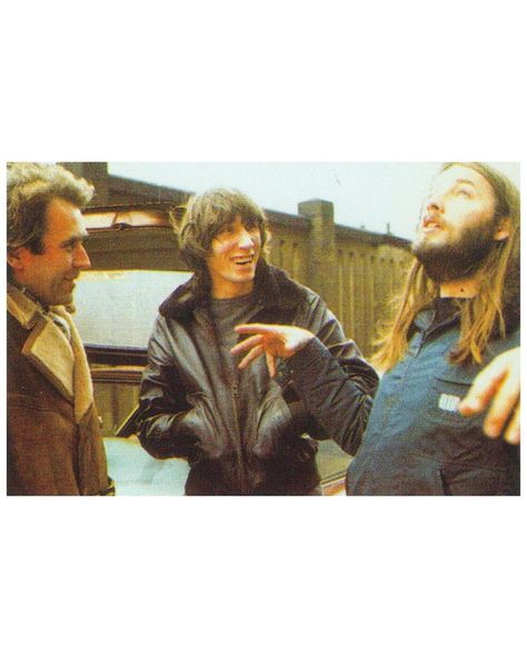 Gerald Scarfe, Roger Waters and David Gilmour at Battersea Power Station during the flying of the pig, 1976. Roger Waters David Gilmour, Gerald Scarfe, Pink Floyd Members, David Gilmour Pink Floyd, Battersea Power Station, Roger Waters, David Gilmour, Power Station, Pink Floyd