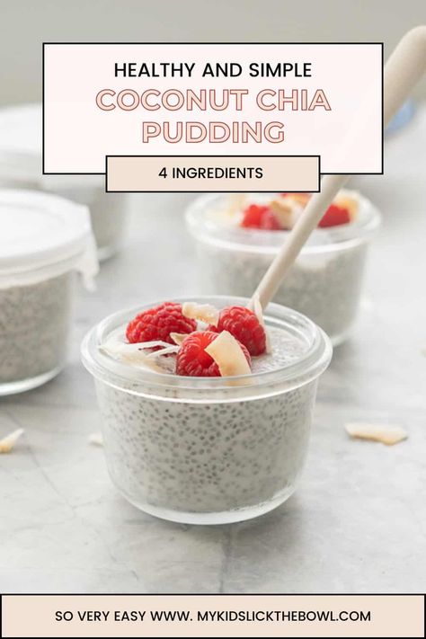 This simple coconut chia pudding is deliciously creamy. Made with just 4 ingredients it is perfect as a snack, dessert or breakfast. Coconut Breakfast, Chia Yogurt, Coconut Chia Seed Pudding, Banana Chia Pudding, Chia Pudding Recipe, Healthy Homemade Snacks, Chia Seed Recipes Pudding, Coconut Chia Pudding, Chocolate Chia Pudding