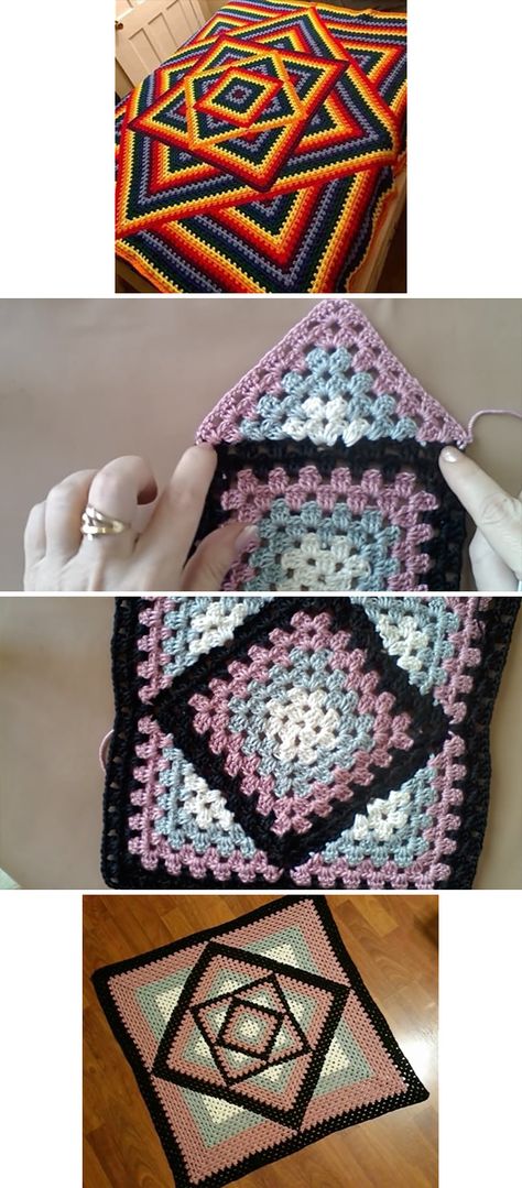 Crochet Granny Square Blanket Tutorial | CrochetBeja Diagonal Granny Square Blanket, Triangle Granny Crochet, Rectangle Granny Square Blanket, No Gap Granny Square, Patchwork Granny Square Blanket, Granny Square Blanket Pattern, Crafting Witch, Granny Square Blanket Tutorial, Square Blanket Pattern