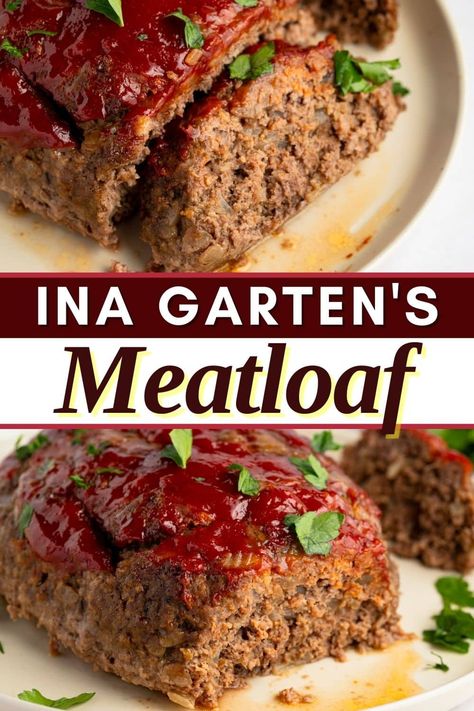 If you love meatloaf but don't want to spend hours in the kitchen, then you have to try Ina Garten's meatloaf. Learn how to make the easy recipe and get tips for a moist, juicy meatloaf. Ina Garten's Meatloaf Recipe, Ina’s Meatloaf, Ina Garten's Meatloaf, Tender Meatloaf Recipes, Meatloft Best Meatloaf, Grandma Meatloaf Recipes, Meatloaf Ina Garten, Trisha Yearwood Meatloaf Recipe, Side For Meatloaf