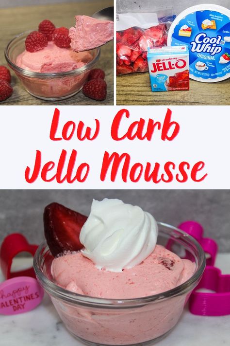 Low Calorie Mousse, Low Carb Valentines Dinner, Low Card Desserts, Jello Mousse, Strawberry Mousse Recipe, Cheap Desserts, Mulberry Recipes, Athlete Nutrition, Sugar Free Treats