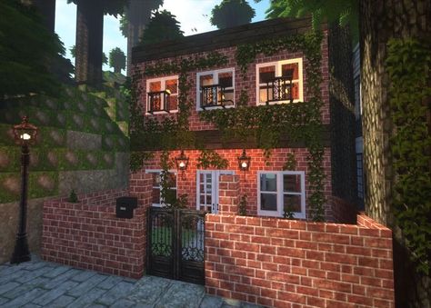 Brick House Minecraft, Aesthetic Minecraft Houses, Cocricot Minecraft, Minecraft Brick, Villa Minecraft, Houses Blueprints, Memes Minecraft, Houses Minecraft, Case Minecraft