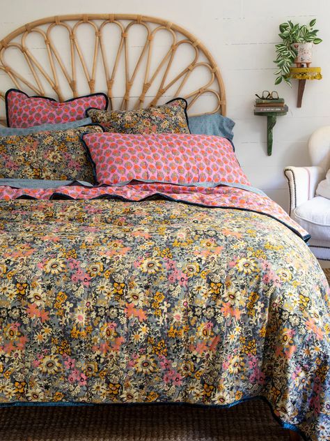 Beautify your bohemian bungalow with bedding that’s just as comfy as it is beautiful. You won’t want to get out from under our supremely soft Willow Reversible Quilt! We’ve made it reversible so you can change up your bedding as often as you want! Give your bedroom a COMPLETELY new look on a regular old Monday or Tuesd Colorful Boho Home, Tapestry Blanket, Boho Home Decor, Unique Prints, King Quilt, Colorful Curtains, Reversible Quilt, Natural Life, Cotton Pillow Cases