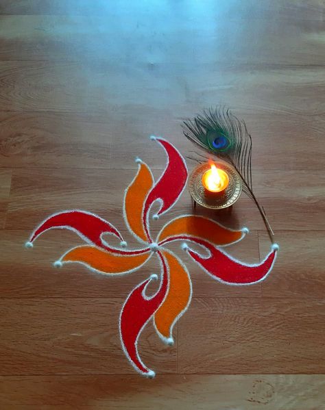 #rangoli #pin @kshamarangoliart #swastik Rangoli With Paint Colours, Sathiya Rangoli, Ragoli Color, Indian Rangoli Designs Simple, Rangoli Corner, Swastik Rangoli Designs, Small Rangoli Designs, Swastik Rangoli, Indian Rangoli Designs