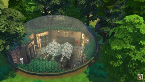 this is just here for my inspo its not mine Sims 4 Underground Bunker, Sims 4 Bunker, Sims 4 Underground House, Sims 4 Glass Roof, Casas The Sims Freeplay, Sims 4 Houses Layout, Underground Bunker, Sims Packs, Underground Homes