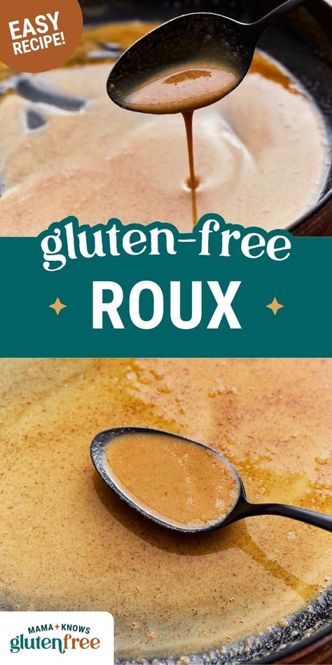 Use this gluten-free roux to thicken all your favorite sauces, soups, and stews. You only need 2 ingredients and less than 10 minutes! Gluten Free Roux Recipe, Gluten Free Roux, Mama Knows Gluten Free, Gf Lunch, Gluten Free Gravy, Dairy Free Appetizers, Gluten Free Gnocchi, Low Carb Gluten Free Recipes, Gluten Free Appetizers