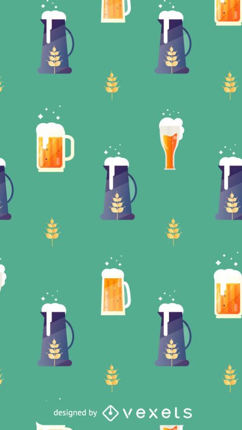 Check out this pattern design, perfect for beer lovers and Oktoberfest projects. Design available for commercial and promotional use, great for logos, business cards, presentations, motion graphics and more! Pattern Illustration Design, Craft Beer Packaging, Vector Patterns Design, Projects Design, Oktoberfest Beer, Green Field, Beer Packaging, Vintage Beer, Motion Graphic