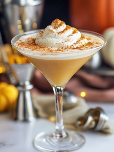 Pumpkin Martini Recipe, Pumpkin Martini, Pumpkin Pie Martini, Classic Pumpkin Pie, Aged Rum, Vanilla Vodka, Martini Recipes, Half And Half, Pumpkin Pie Spice