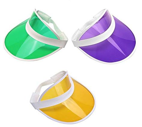 Mardi Gras Tennis Beach Plastic Clear Sun Bingo Vegas Dealer Golf Visor Set Best Halloween Costumes & Dresses USA Golf Visor, Womens Visor, Vintage Baseball Caps, Crazy Outfits, Dress Halloween Costume, Usa Dresses, News Boy Hat, Cool Halloween Costumes, Elastic Headbands