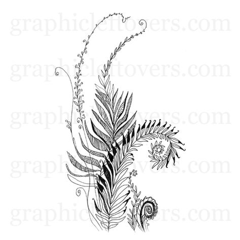 Foliage Tattoos, Ferns Tattoo, Sprig Tattoo, Tattoo Fern, Watercolour Fern, Foliage Tattoo, Fern Illustration, Plants Tattoo, Lovely Tattoo