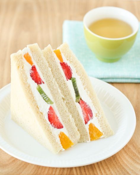 Thirsty For Tea Fruit Sandwiches (Fruit Sando) Fruit Sando, Fruit Sandwiches, Fruit Board, Tea Sandwich, Tea Party Sandwiches, Fruit Sandwich, Japanese Treats, Croissant Sandwich, Party Sandwiches