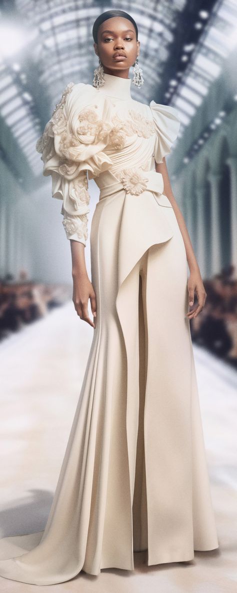 Saiid Kobeisy Fall-winter 2023-2024 - Couture - https://www.orientpalms.com/Saiid-Kobeisy-9076 Slay Dresses, Saiid Kobeisy, Simple Wedding Dress, Haute Couture Dresses, Stunning Wedding Dresses, Bridal Fashion Week, Gowns Of Elegance, Bold And Beautiful, Colored Wedding Dresses