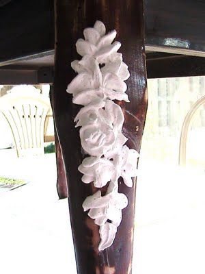 make your own furniture appliques using all purpose joint compound and cake decorating tips. Diy Furniture Appliques, Furniture Applique, Antiquing Furniture Diy, Plaster Casting, Diy Plaster, Plaster Crafts, Furniture Appliques, Faux Fireplace, Iron Orchid Designs