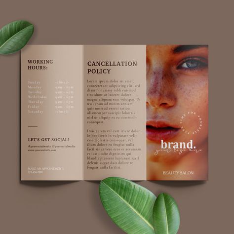 Salon Brochure Design, Beauty Salon Brochure, Product Brochure, Trifold Brochure, Beauty Bar, Beauty Product, Marketing Materials, Brochure Design, Beauty Salon