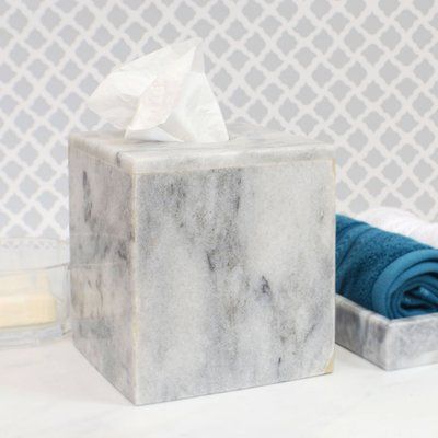 Darby Home Co Polished Marble Chipps Cloud Tissue Box Cover Towel Tray, Ceramic Accessory, Marble Bath, Bathroom Tissue, Cotton Box, Escape The Ordinary, Rustic Stone, Bathroom Accessories Sets, Tissue Box Holder