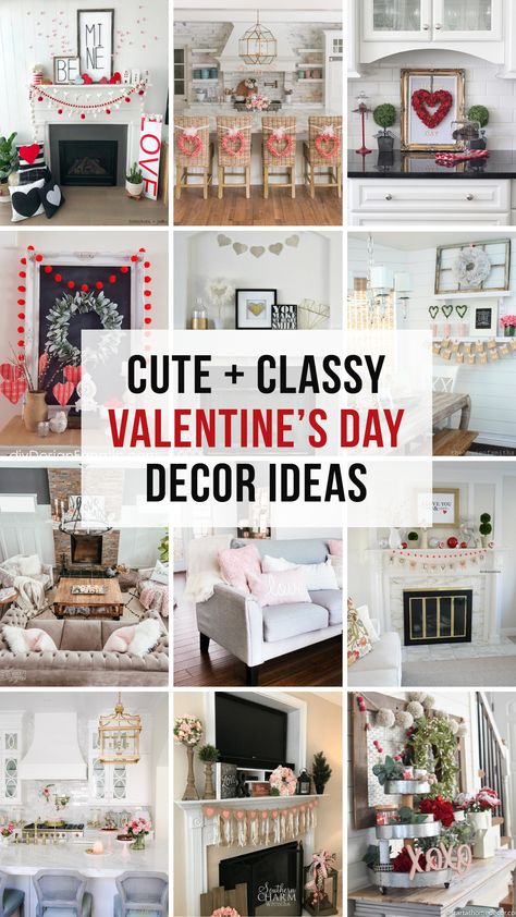 Cute + Classy Valentine's Day Decor - Neutrals with pops of color are a great way to decorate for the day of love without going overboard! Here's tons of ideas to inspire you! #valentinesday  |  Little Blonde Mom Blog Target Valentines Decor, Valentine Mantle Decor, Neutral Valentines Decor, Black Mantle Fireplace, Farmhouse Valentine Decor, Blonde Mom, Valentines Bricolage, Entry Table Decor, Diy Valentines Decorations