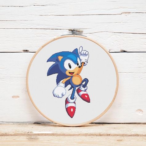 Stitching Art, Cross Stitch Art, Pattern Download, Sonic, Sonic The Hedgehog, Fiber Art, Cross Stitch Patterns, Cool Art, Cross Stitch