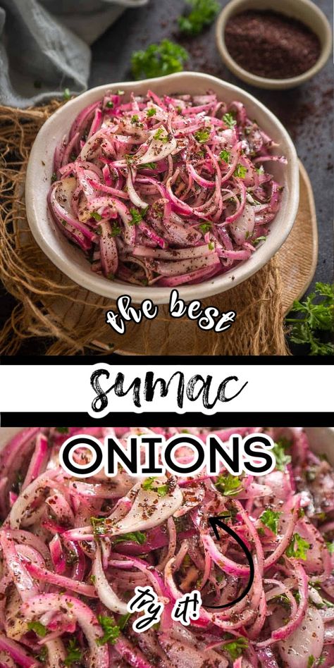 Vegan Spreads, Sumac Recipes, Sumac Onions, Middle East Recipes, Armenian Recipes, Persian Cuisine, Middle Eastern Dishes, Onion Salad, Eastern Cuisine