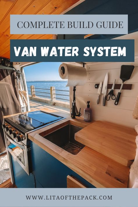 Learn everything you need to know about building a water system in your camper van conversion. This guide has everything you need from the parts you'll need to your camper van diy diagram. Find out how to get your water filled on the road and how to make your water run smoothly! Van Conversion Build, Camper Van Kitchen, Converted Vans, Diy Van Conversions, Sprinter Van Conversion, Kombi Home, Van Camper, Campervan Life, Build A Camper Van