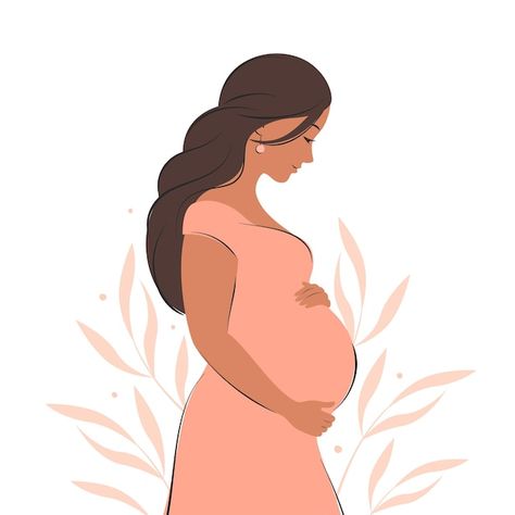 Woman With Dark Hair, Pregnancy Facts, Wedding Card Design Indian, Mother Milk, Pregnant Mother, Future Mom, Pregnancy Stages, Woman Illustration, Pregnant Mom