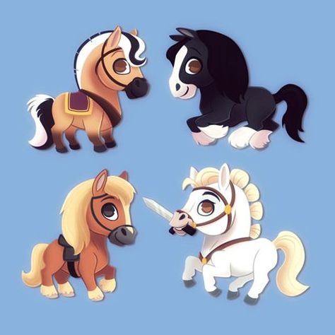 Chibi Horse, Disney Horses, Drawing Horse, Disney Cuties, Kawaii Disney, Funny Cartoon Pictures, Disney Artists, Disney Animals, Quirky Art