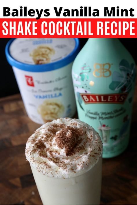 Baileys Vanilla Mint, Diy Baileys Irish Cream, Mint Milkshake Recipe, Boozy Milkshake Recipes, Baileys Milkshake, Baileys Recipes Drinks, Irish Dessert, Vanilla Milkshake Recipe, Peppermint Shake