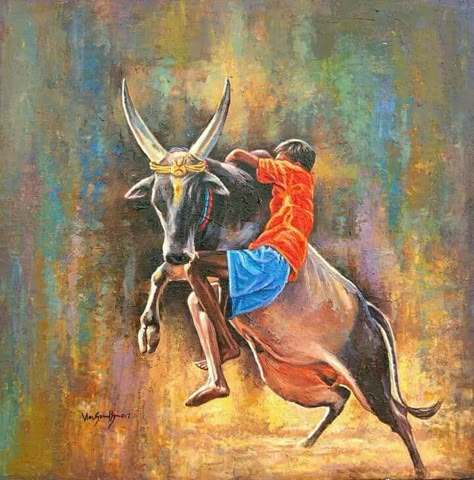 Pongal Drawing Images, Jallikattu Drawing Images, Tamil Culture Painting, Jallikattu Bull Images, Tamilnadu Paintings, Jallikattu Images Background, Pongal Painting, Jallikattu Drawing, Jallikattu Kaalai Hd Images