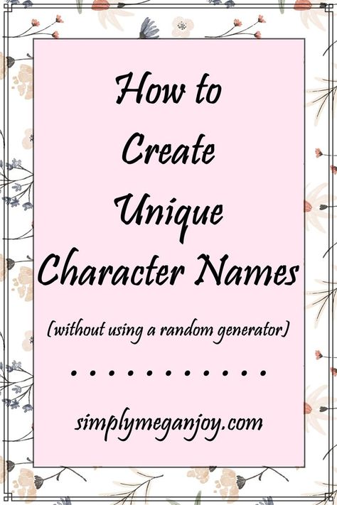 One of my favorite things to do as a writer is to create character names. It’s one of the first things I do to start a new story. There are a few types of names in the story world, and I’ve come up with five different categories, just for fun. We have: bland names, overused names, hard-to-pronounce names, principal-character names, and side-character names. Now, let’s talk about them in a little more detail. . . Unique Character Names, Character Last Names, Main Character Names, Legal Name Change, Changing Your Last Name, Story Names, Create Character, Hulk Character, Bear Baby Shower Theme