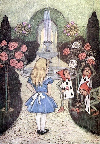 Elenore Abbott (1875 – 1935) ~ Blog of an Art Admirer Elenore Abbott, Cards Painting, Alice In Wonderland Illustrations, Painting The Roses Red, John Tenniel, Roses Red, Flowers Red, Scenic Design, Lewis Carroll