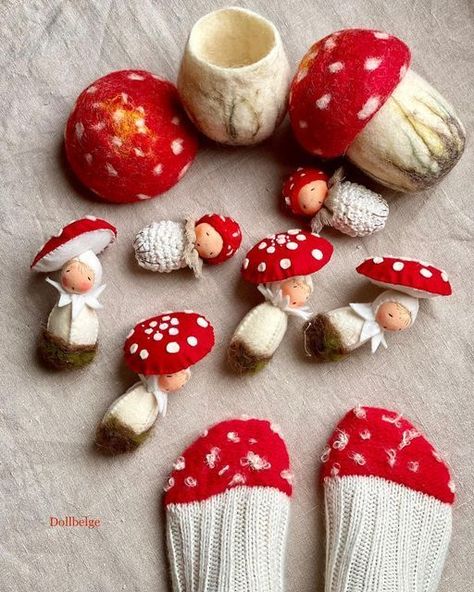 Mushroom Toys, Felted Toadstool, Mushroom Doll, Waldorf Inspired Toys, Felt Mushroom, Mushroom Crafts, Waldorf Crafts, Waldorf Toys, Waldorf Inspired