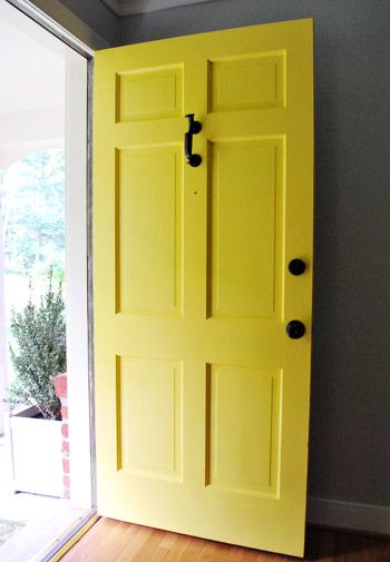 Full Sun by Valspar Eddie Bauer Home Paint Front Door, Old Yeller, Yellow Front Doors, Yellow Door, Door Colors, Young House, Young House Love, Yellow Doors, Front Door Colors