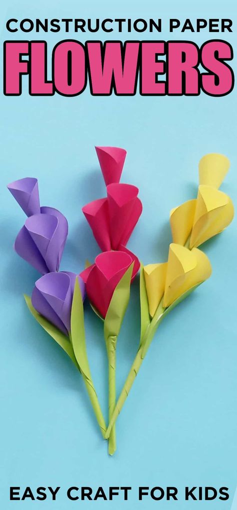 Homeschool Handicrafts, Construction Paper Flowers, April Crafts, Construction Paper Crafts, Easy Paper Flowers, Paper Flower Crafts, Fair Projects, How To Make Paper Flowers, Paper Flower Bouquet